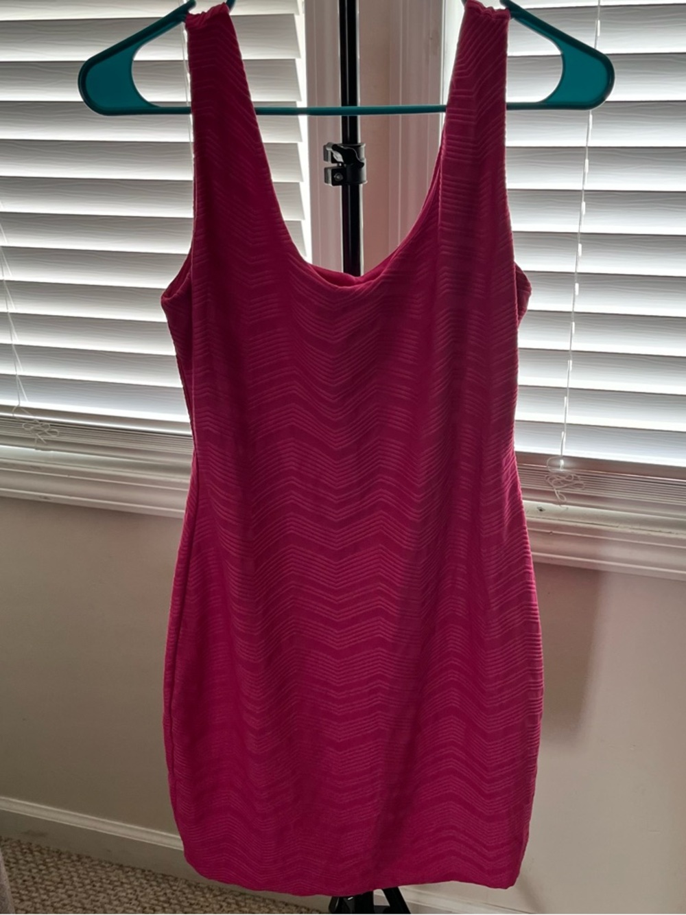 Hot Pink Scoop-Neck Mini Dress